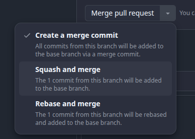 Squash and merge option on GitHub