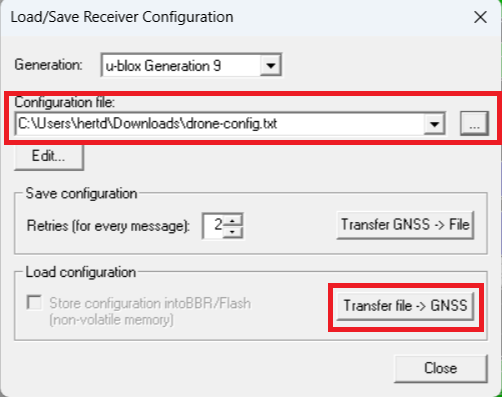 u-center load config